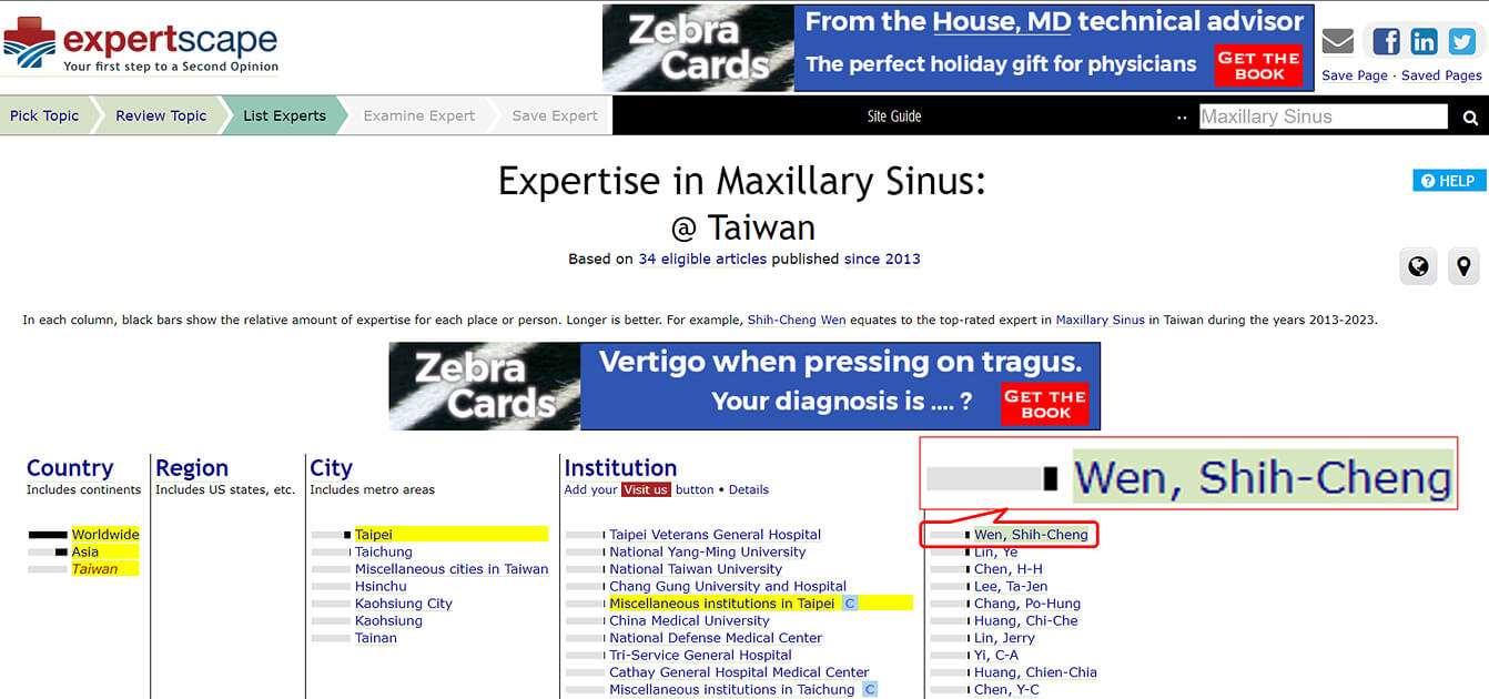 鼻竇治療論文全台灣排名第一名