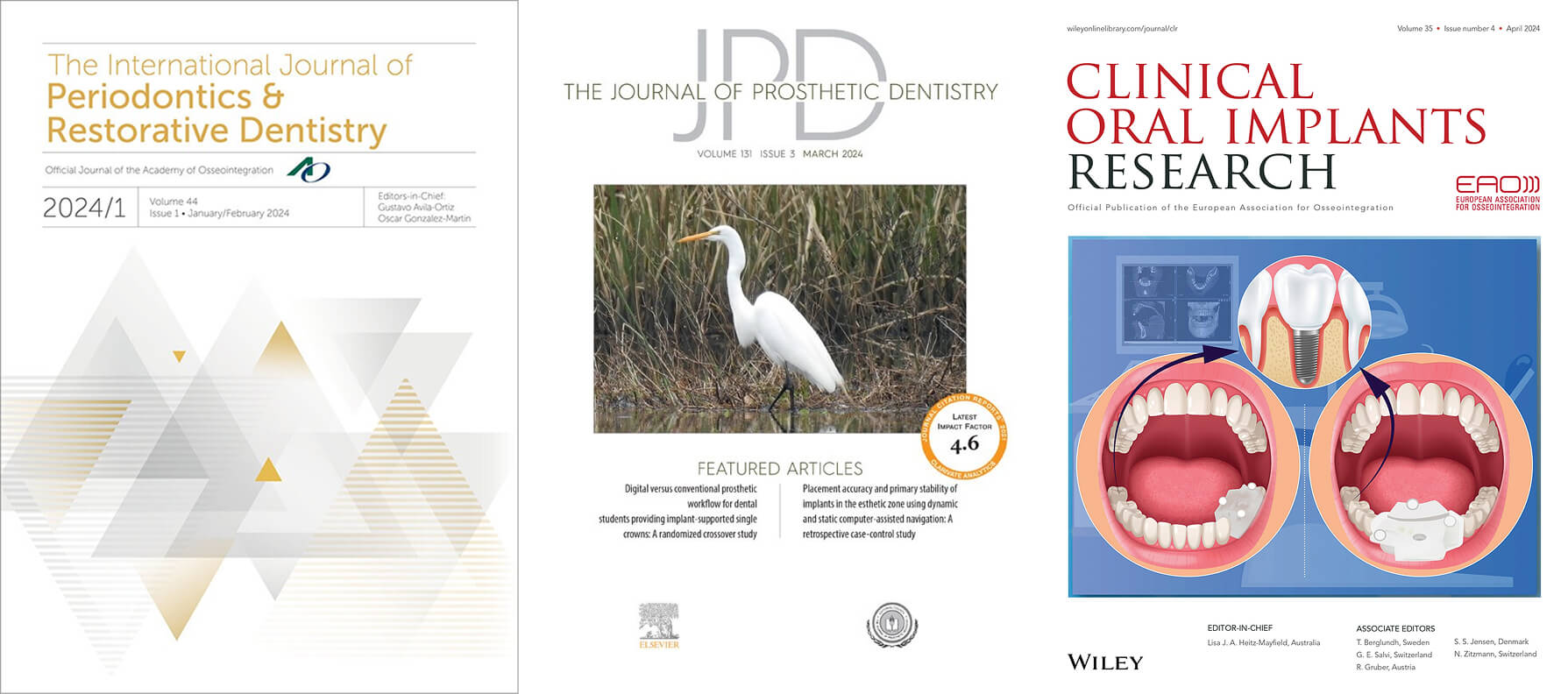 發表植牙相關國際期刊論文(SCI)20餘篇，被引用近千次